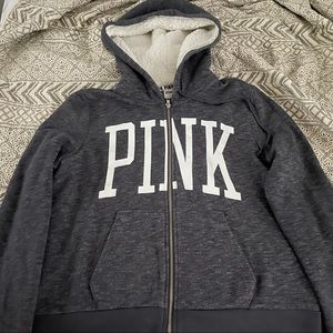 Pink Sherpa Zip Hoodie